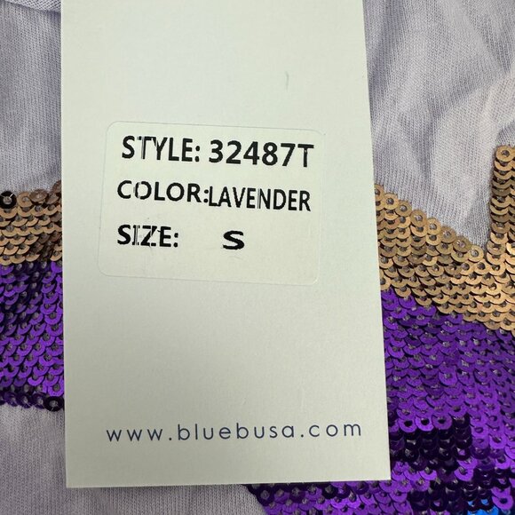 Blue B. Collection Lavender Sequin Cowboy Boot Design T-Shirt Top Size S - Picture 6 of 7
